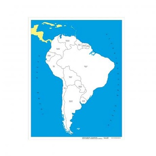 Контурная карта Южной Америки - государства
